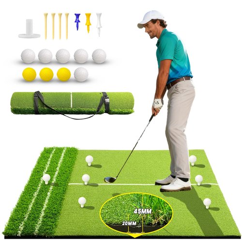 Golf Hitting Mat, 5x4ft Thickening Turf Golf Practice Mat for Golf Simulator Outdoor Indoor Training Golf Matts Gifts