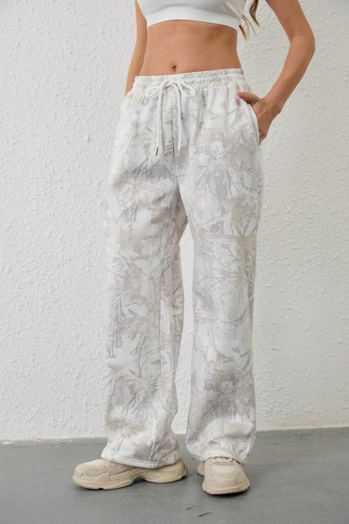 Ceputer Camo Pants for Women Drawstring Wide Leg Cargo Pants Baggy High Waisted Sweatpants Fleece Y2k Camouflage Jogger Pants