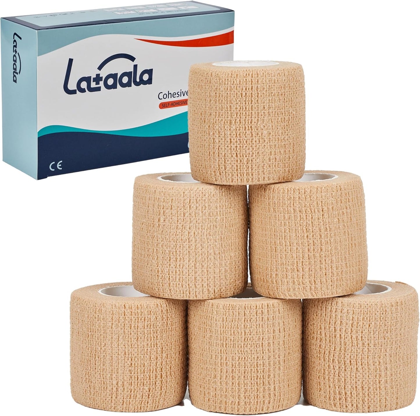 Skiennix Self-Adhesive Bandage Wraps - 6 Pack, 2” x 5 Yards, Skin Color | Ideal for Sports & Injury Support