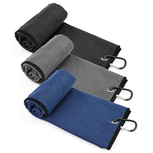 Yaozoon 3 Pack Large Golf Towel for Men Women Golf Bags,16X24 inch Microfiber Waffle Golf Club Cleaning Towels Rag(L)