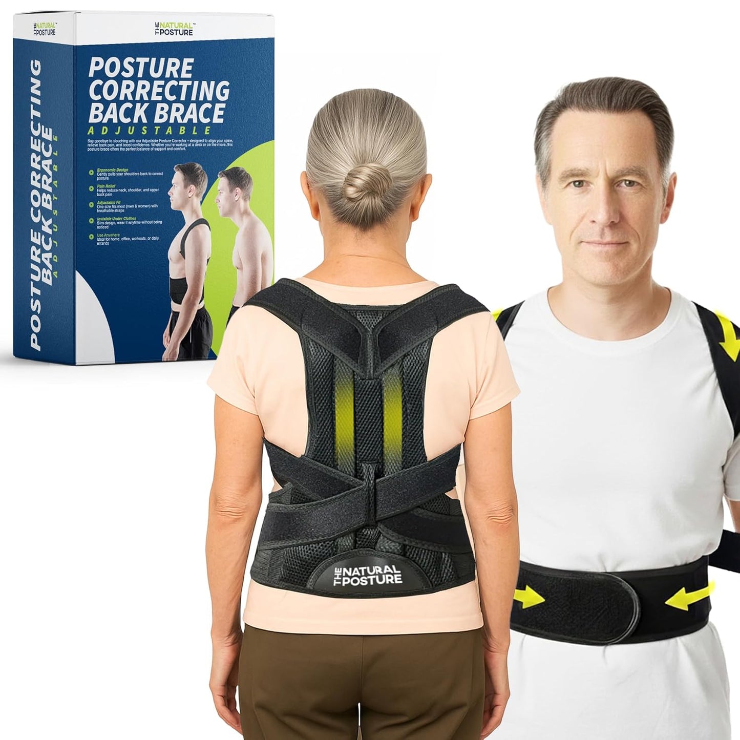 Natural Posture Posture Corrector - Adjustable Lumbar Back Brace & Shoulder Straightener for Support
