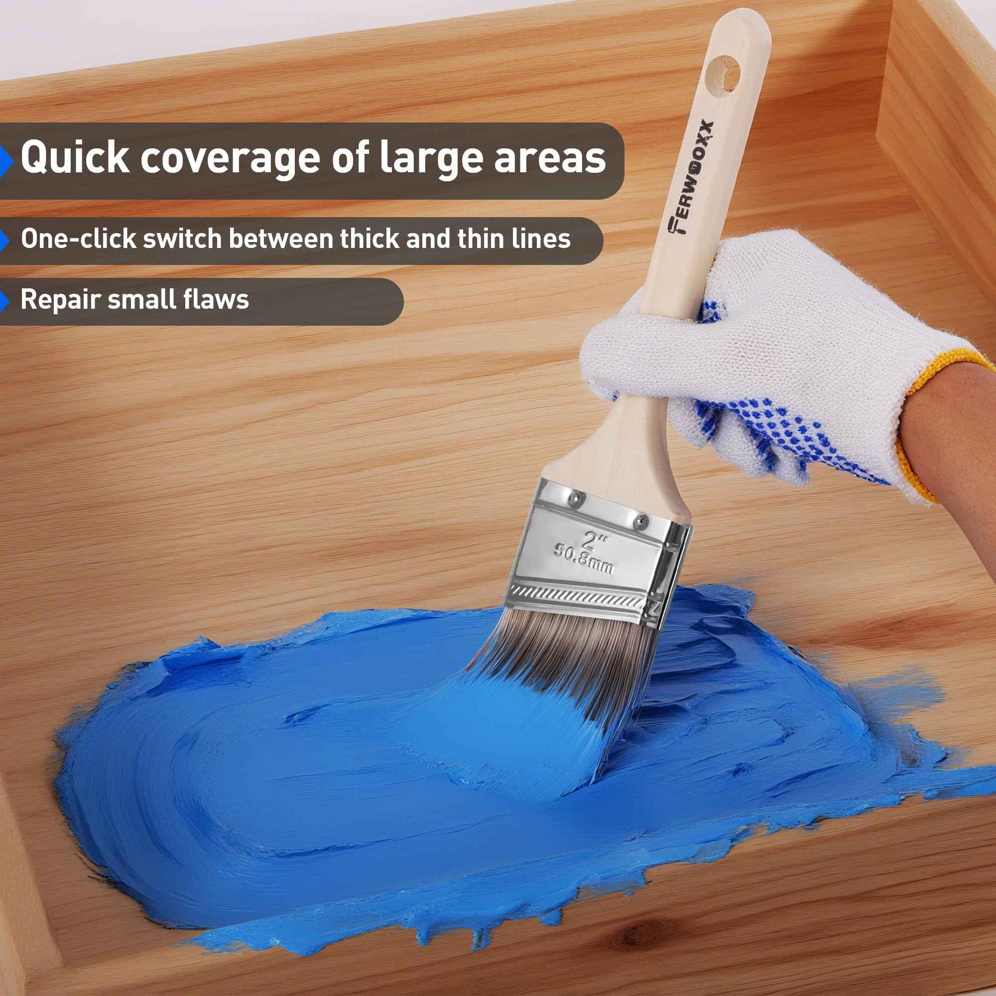 Paint Brush, 2IN Stain Brushes for Painting Walls,House Touch-Ups,and Fence Staining, Wooden Handle Masonry Paintbrush(12 Packs)