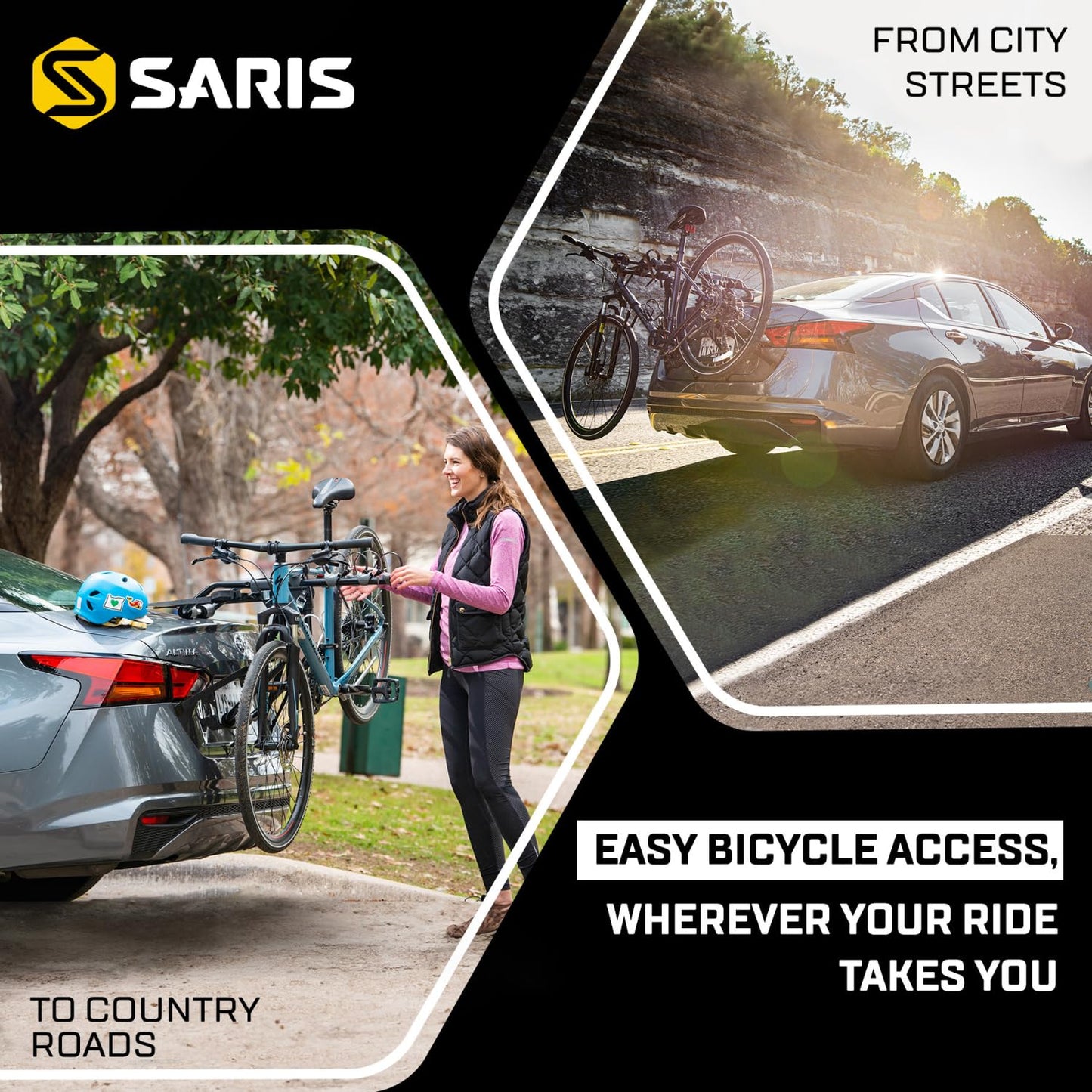Saris Guardian Trunk 2-Bike Rack - Foldable and Compact, American-Made Steel, Easy Assembly, Secure Bike Transit, Fits Most Sedans, Hatchbacks, Vans for 2 Bikes up to 35 lbs. Each