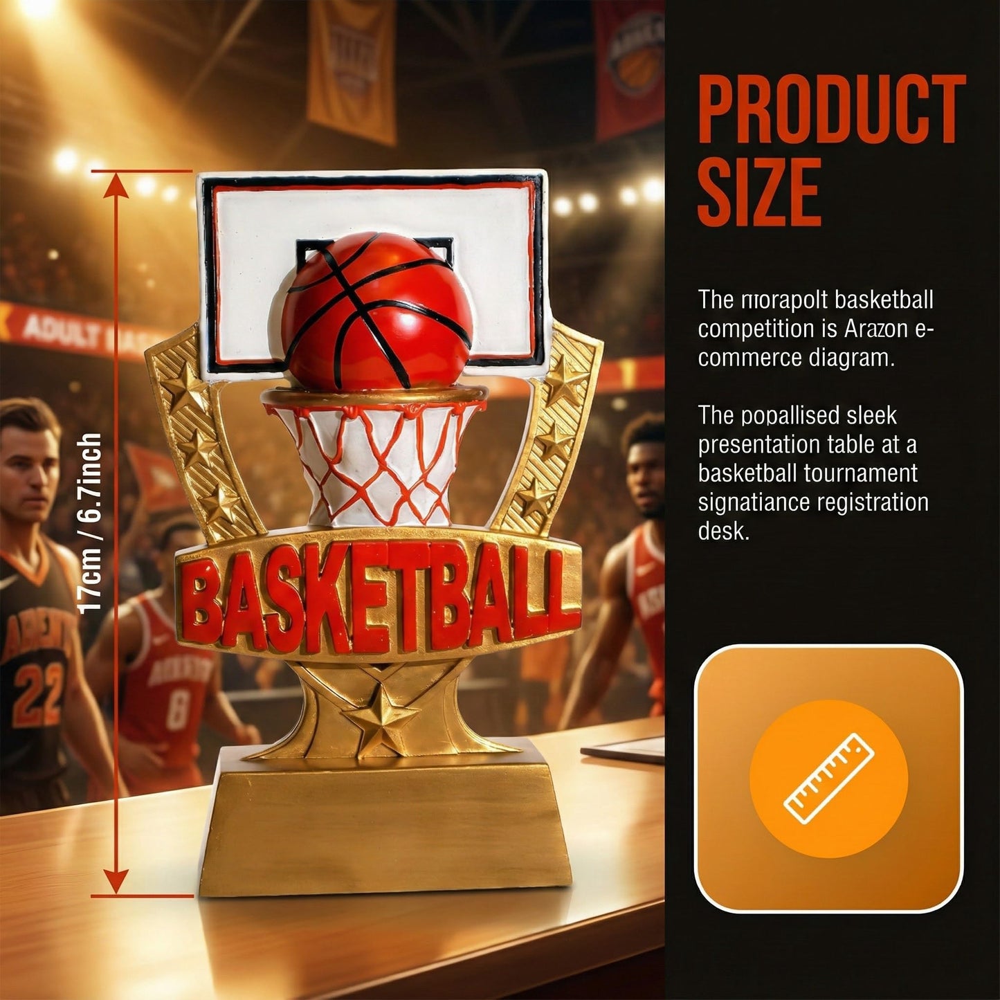 EYRLFNOEV 6.5inch Basketball Trophy Small Basketball Trophy Award Resin Basketball Trophy for Basketball Sport Plaque Basketball Contest Basketball Team Prize Gift Trophies for Competition