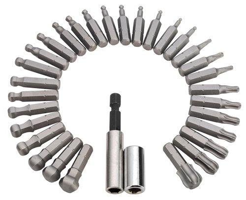 Kilimanjaro 36-Piece 1/4-Inch Drive Ball Head Bit Set – Metric, SAE & Torx Bits with Coupler & Magnetic Bit Holder – Compact Storage Case – 910539ECE