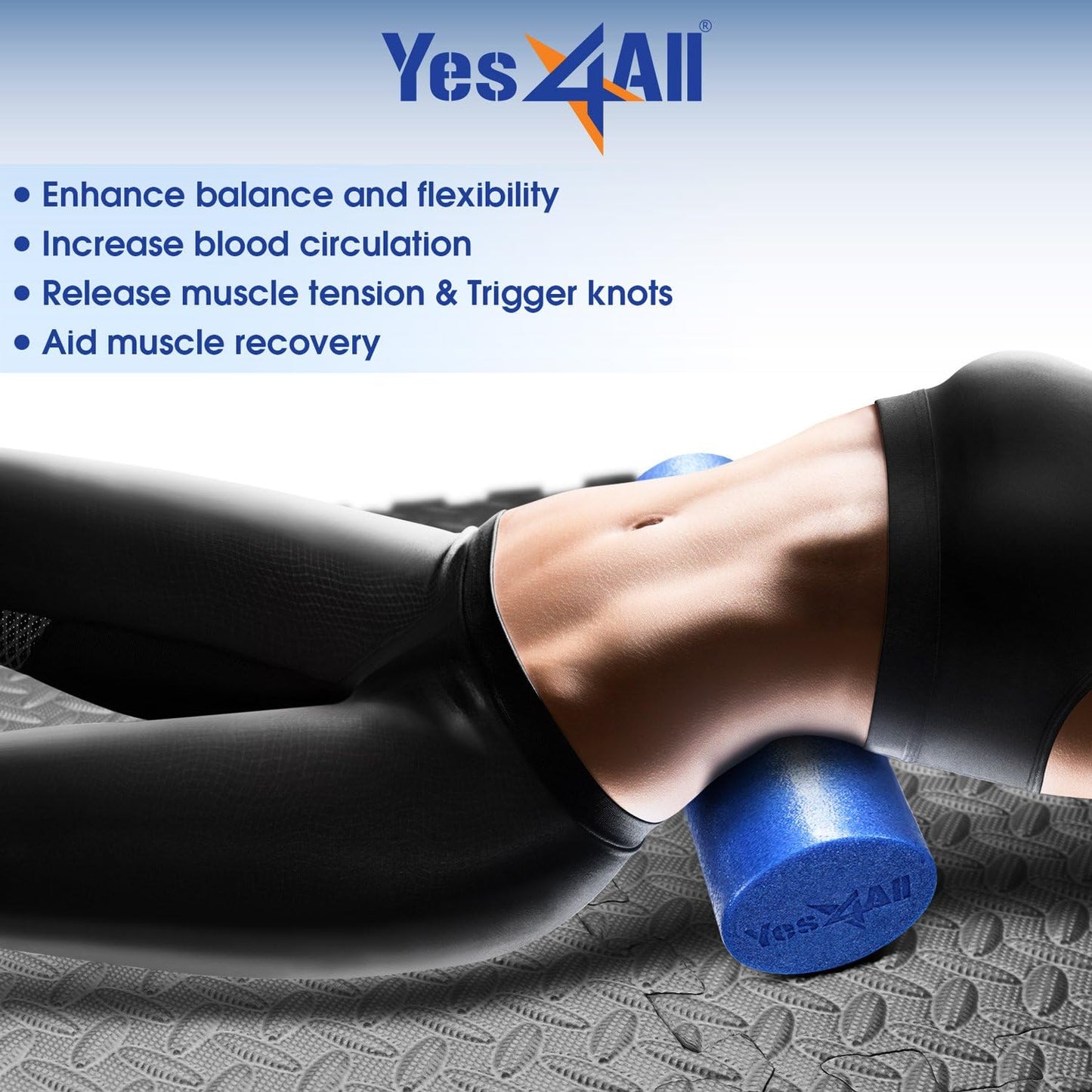 Yes4All Round PE Foam Roller - Medium Firm for Pilates, Yoga & Core Exercises | 12, 18, 24, 36 Inches