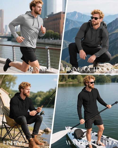 Ficerd 3 Pack Hoodies for Men Big and Tall, Lightweight Long Sleeve Workout Gym Running Fishing Pullover Hooded Sweatshirts(Gray, Dark Gray, Black,X-Large)