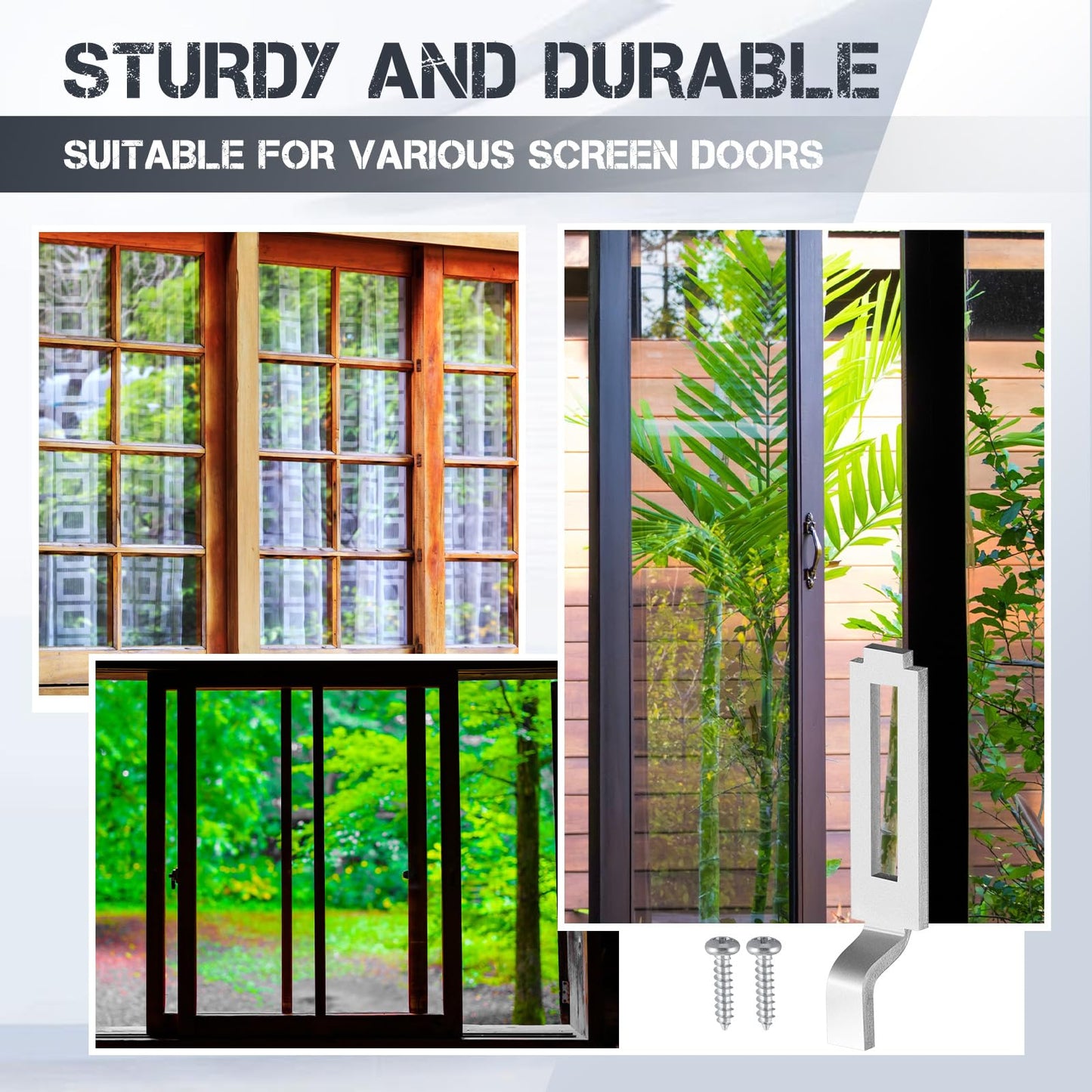 Tandefio A 148 Steel, 6 Pcs Sliding Screen Door Latch Strikes Adjustable 1/4" Grip, 13/32" Wide Sliding Door Keeper with Mounting Screws for Patio Window Pet Proof Fit All Kinds of Fixings