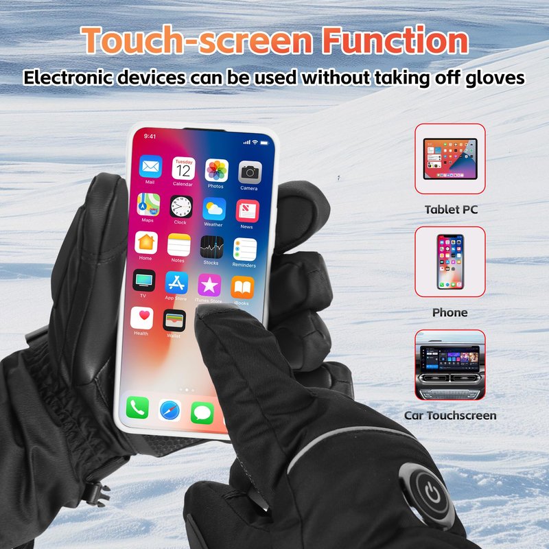 HLTWCLO Heated Gloves for Men Women, Rechargeable 5V 6000mAh for Extreme Warmth, Waterproof Touchscreen Heating Gloves for Skiing, Hunting, Hiking, Winter Working, Camping