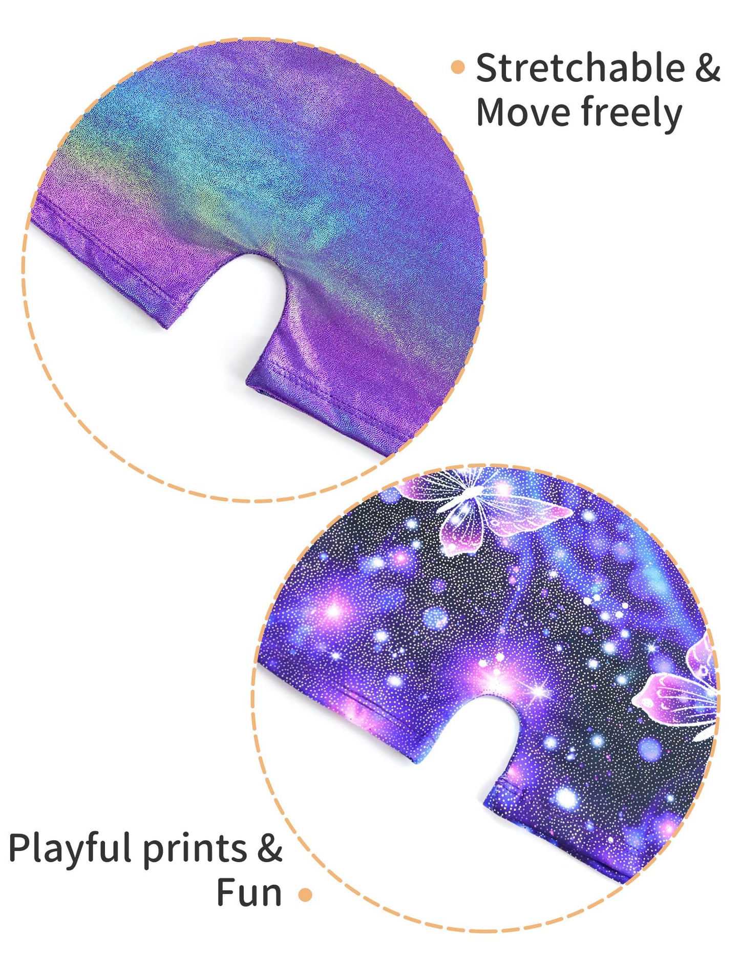 Nokecina Girls Leotards for Gymnastics Size 5-6 Years Old 2 Packs Shiny Purple Butterfly Biketards Pro Gym Outfit