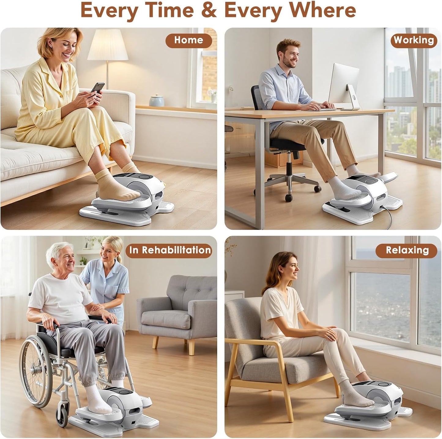 Under Desk Elliptical | Electric Leg Exerciser with 12 Speeds | Ideal for Seniors & Home Use