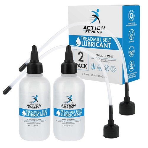 Action Fitness 100% Silicone Treadmill Lubricant - 4oz Bottles, Dual Applicators for Easy Maintenance | Extends Life & Smooths Operation