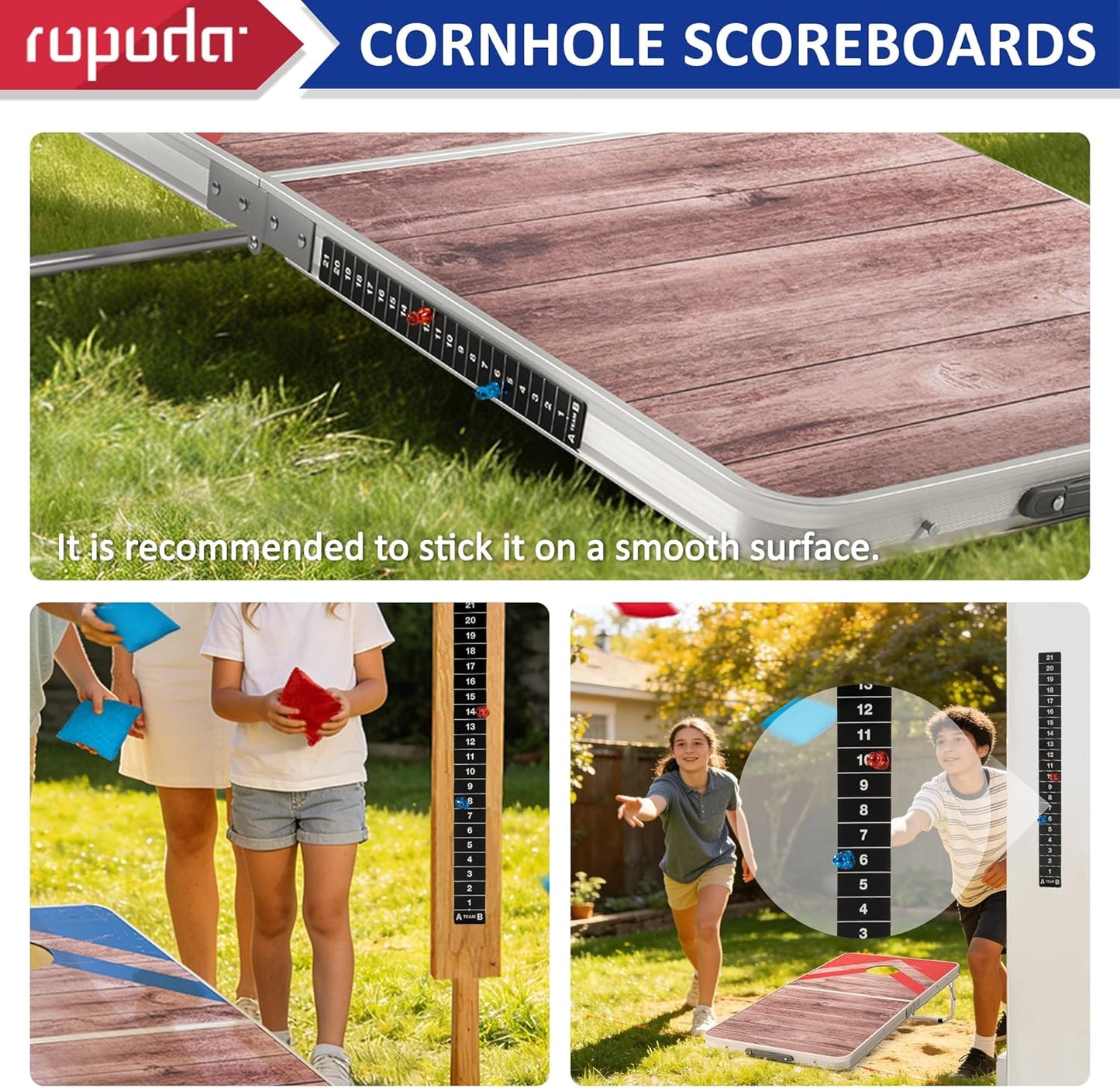 Ropoda Cornhole Board Set - Regulation Size 4x2/3x2 FT | Lightweight Aluminum Edging for Outdoor Fun