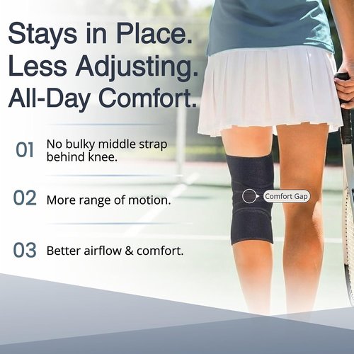 Exous Bodygear Knee Brace - Meniscus Tear Support for Arthritis & ACL Pain | Patented Adjustable Wraparound Strap, Medium Size