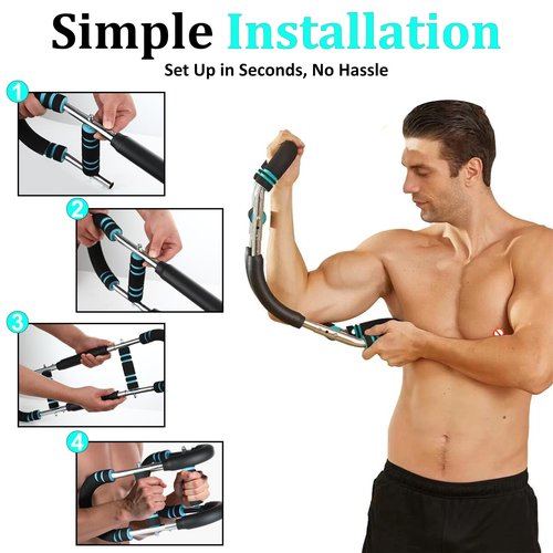 JAWZAR Twister Arm Trainer for Men & Women, 40–130 lbs Chest & Arm Workout Equipment, Detachable Power Twister Bar with Ergonomic Anti Slip Handles, Home Gym Strength Trainer for Upper Body
