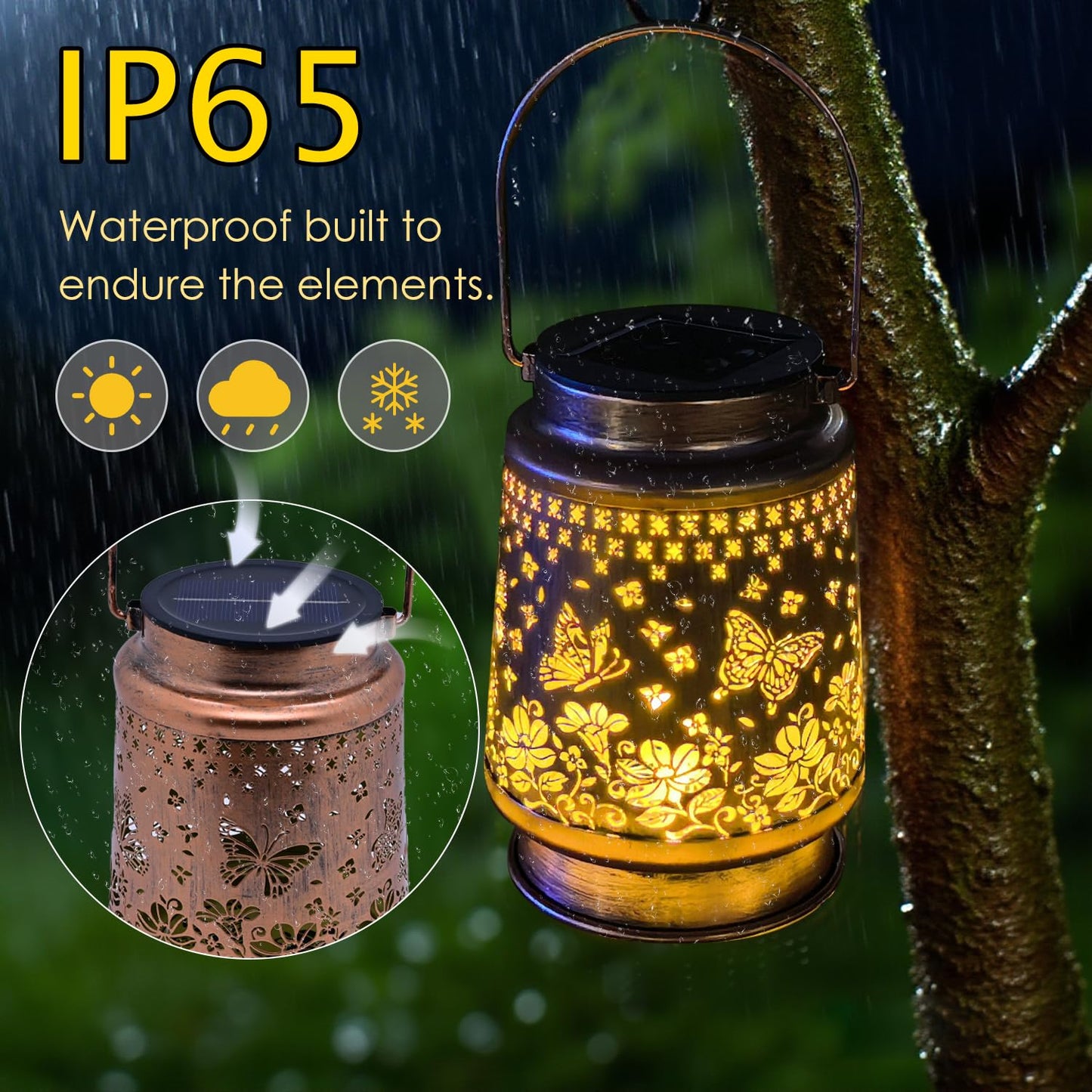 Solar Lanterns Outdoor Waterproof, Butterfly Hanging Solar Lanterns Birthday Gifts for Women Mom Grandma, Garden Decor for Patio Yard Lawn Backyard Porch