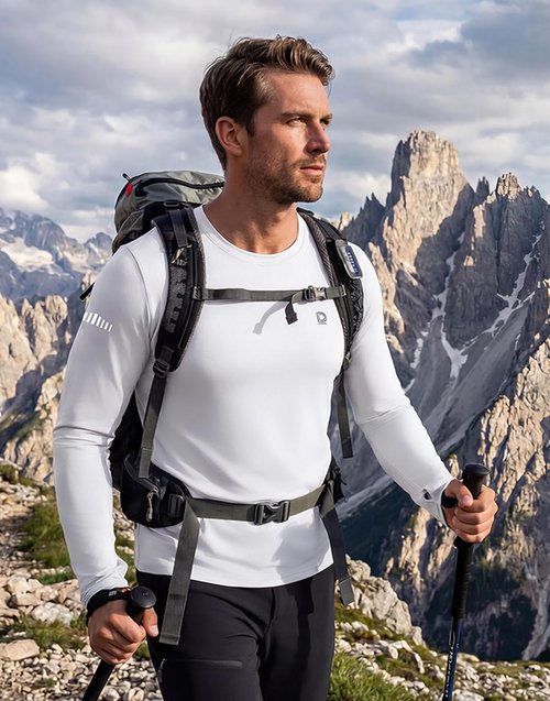 DAXIANG Men's Long Sleeve Rash Guard - UPF 50+ Sun Protection for Hiking, Running & Fishing | Quick Dry, Lightweight