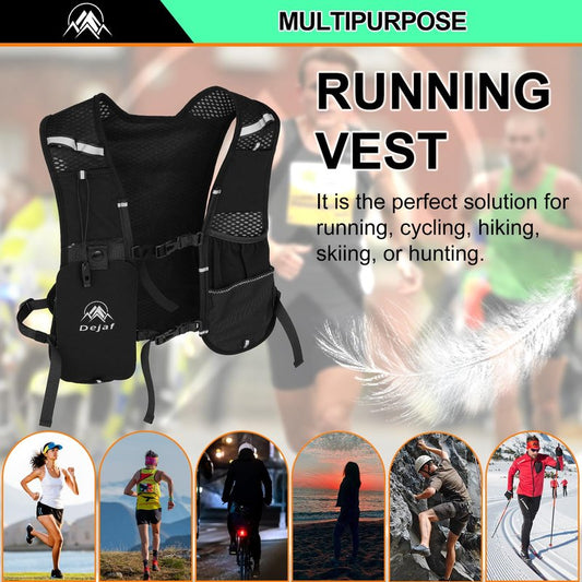 Running Vest for Women Men, Lightweight (194g/8 Bags) Hydration Backpack Running Phone Holder Vest for Hiking Trail Cycling Race Marathon Runners Essentials (Black, Adjustable)