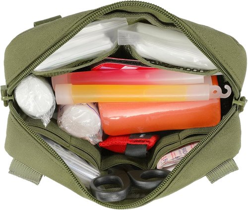 FRTKK Tactical Molle Admin Pouch - Utility Laser Cut EDC Tool Bag with US Flag Patch & Keychain