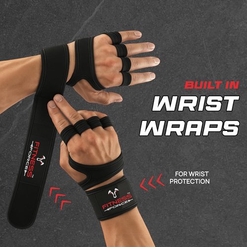 Fitness Force Weightlifting Gloves - Ventilated Fingerless Workout Gloves with Wrist Wraps for Men & Women