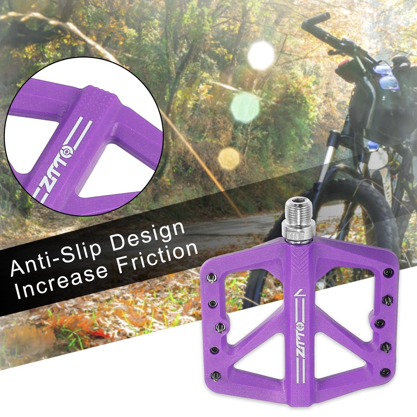 X AUTOHAUX 1 Pair Nylon Rear Foot Peg Flat Pedal Footrests Universal Purple Fit 9/16 Inch Axles BMX MTB Bike Bicycle
