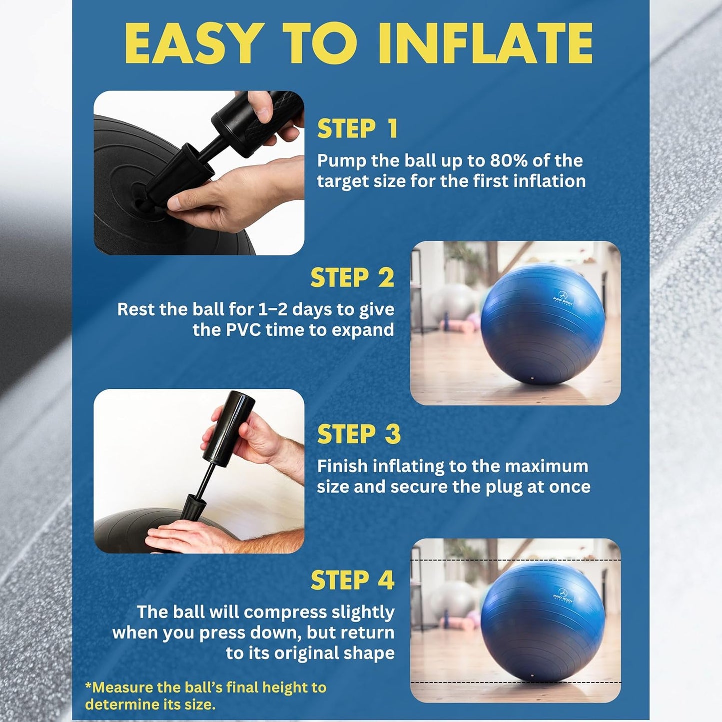 ProBody Pilates Yoga Ball - Stability Exercise Ball for Pregnancy, Workouts & Physical Therapy | Various Sizes