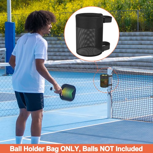 Cosmos Pickleball Ball Holder Adjustable Hanging Bag for PickleBall Nets, Foldable Storage Basket Mesh Net Pouch for Holding 6 Balls