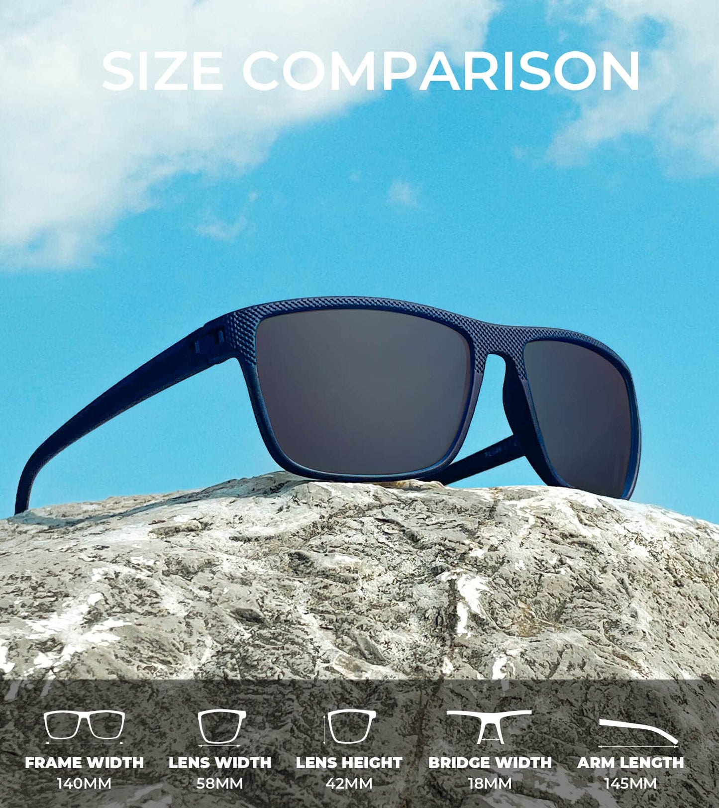 KALIYADI Polarized Sunglasses Men, Lightweight Mens Sunglasses Polarized UV Protection Driving Fishing Golf (Black/Brown/Dark Blue&Grey)