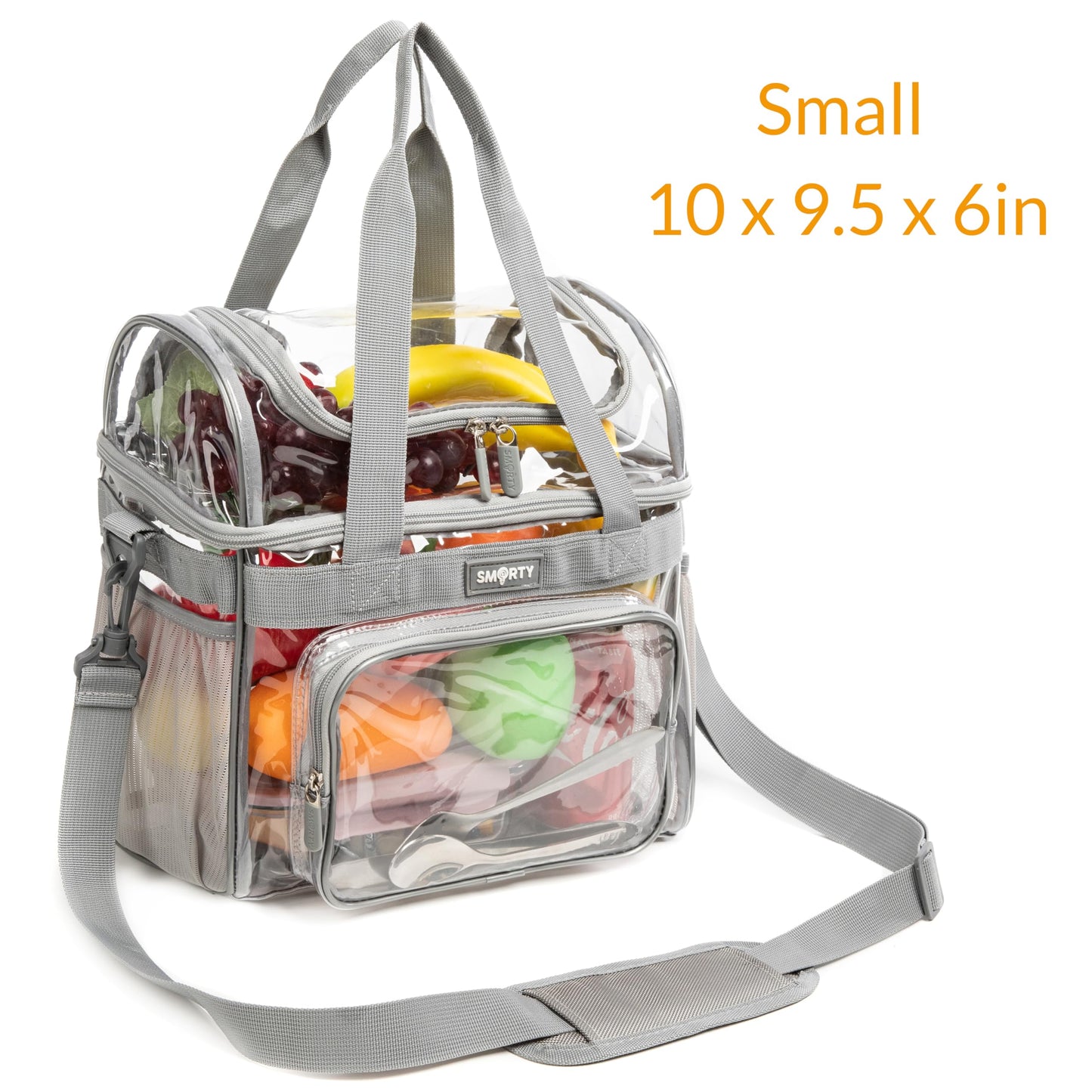 J.CARP Clear Lunch Tote Heavy Duty Stadium Bag Approved Durable Crossbody for Sports Events Concerts Work College (Small 10 x 9.5 x 6in, Grey)
