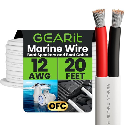 GEARit 12 Gauge Marine Wire - 20ft Tinned Copper Duplex 2-Conductor Electrical Cable for Boats & RVs