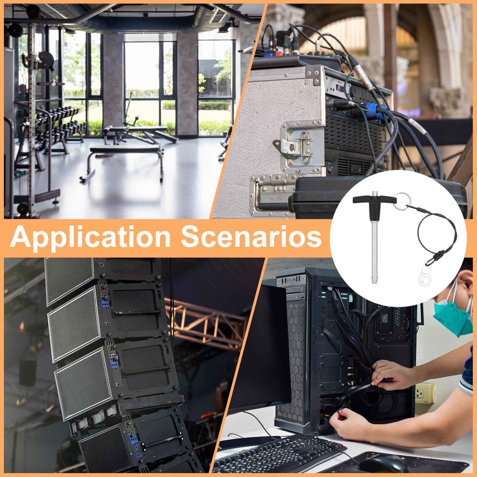 uxcell 2 Pcs T Handle Quick Release Pin, 1/4" x 2"(Dia. x L) 304 Stainless Steel Push-Button Quick Release Pin with Lanyard Cable for Audio Bimini Top Marine Hardware, Silver