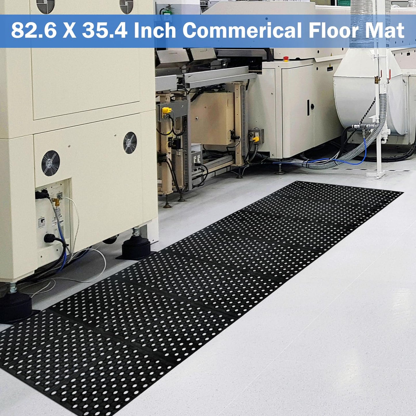tonchean 82.6"x35.4" Commercial Anti-Fatigue Mat, Non-Slip Drainage Rubber Mat with Holes, Rubber Kitchen Mats for Floor, Restaurant, Door Mats Use Wet Area