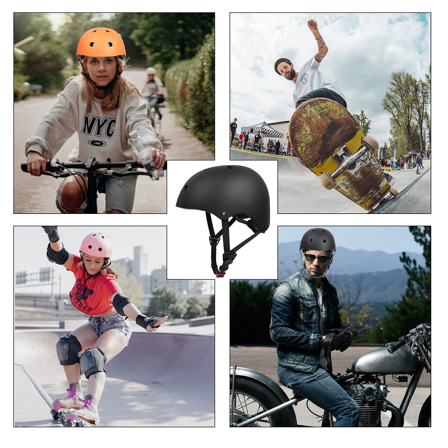 67i Bike Helmet for Adults Scooter Skateboard Helmet Cycling Bicycle Helmets for Men Women Youth Lightweight Adjustable for Multi-Sports Skateboarding with 11 Vents (L, Black)