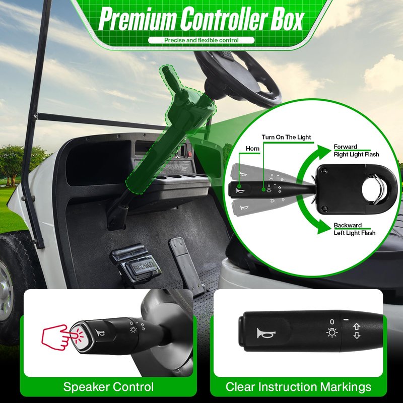 Upgraded Golf Cart Turn Signal Kit with Horn, Brake Switch Pad and 9-pin Plugs Wiring Harness, Universal 12V Street Legal Golf Cart Brake Light Switch Kits for EZGO Club Car Yamaha, Plug & Play