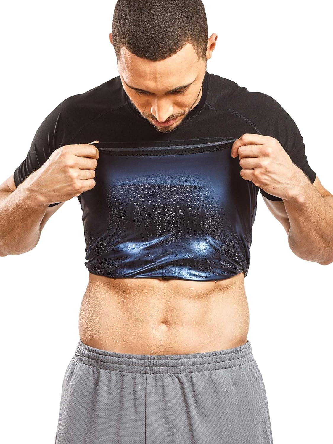Sweat Shaper Men's Sauna Suit Shirt - Short Sleeve Compression Tee for Enhanced Workout Performance