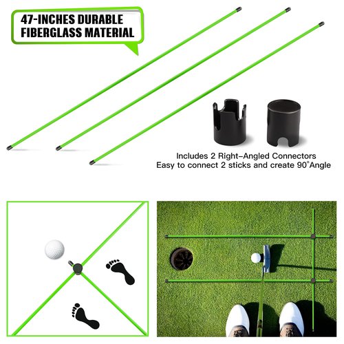 Asyxstar Golf Alignment Sticks - Upgraded 48" Training Aid 3 Pack for Aiming, Putting, Full Swing Trainer, Posture Corrector with Clear Tube Case - Gifts for Men Women Golfers