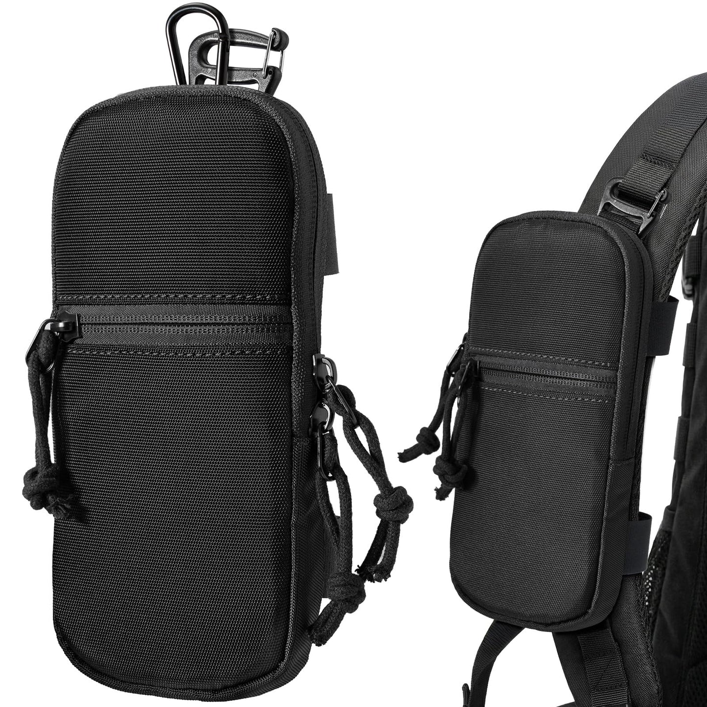 Neverwhy Molle Cell Phone Pouch for Backpack - Waterproof Tactical Belt Phone Strap EDC Tech Pouch Holder for iPhone 17 Pro Max Hikers Outdoor, Black