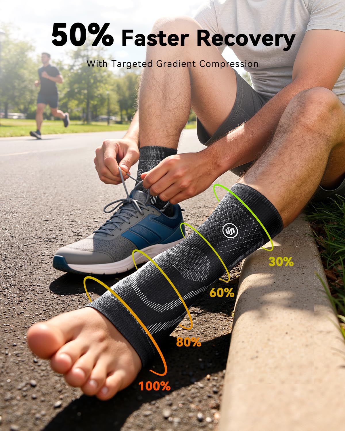 3 Pairs Ankle Brace for Women & Men,[Upgraded Ultra Breathable] Plantar Fasciitis Socks,Ankle Compression Sleeve for Achilles Tendonitis Relief, Heel Pain,Foot Pain and Swelling in Ankle Support (L)