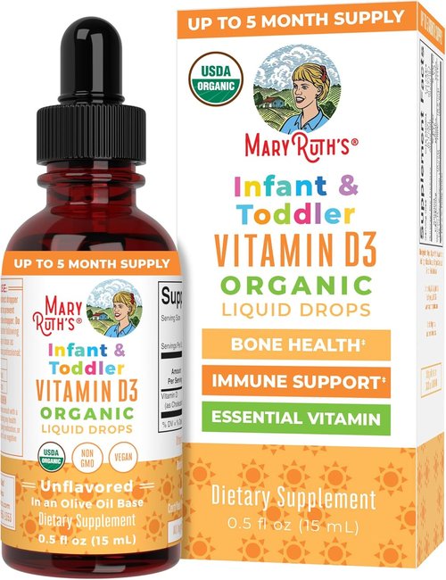 MaryRuth's Organic Vitamin D Drops - Sugar-Free Liquid D3 for Immune Support | 90-150 Servings