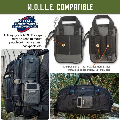 MAXPEDITION Mini Pocket Organizer (4” x 6” x 1”) EDC Pouch, Tactical Tool Pouch for Organization, MOLLE Accessories for Everyday Carry (Wolf Gray) 0259W
