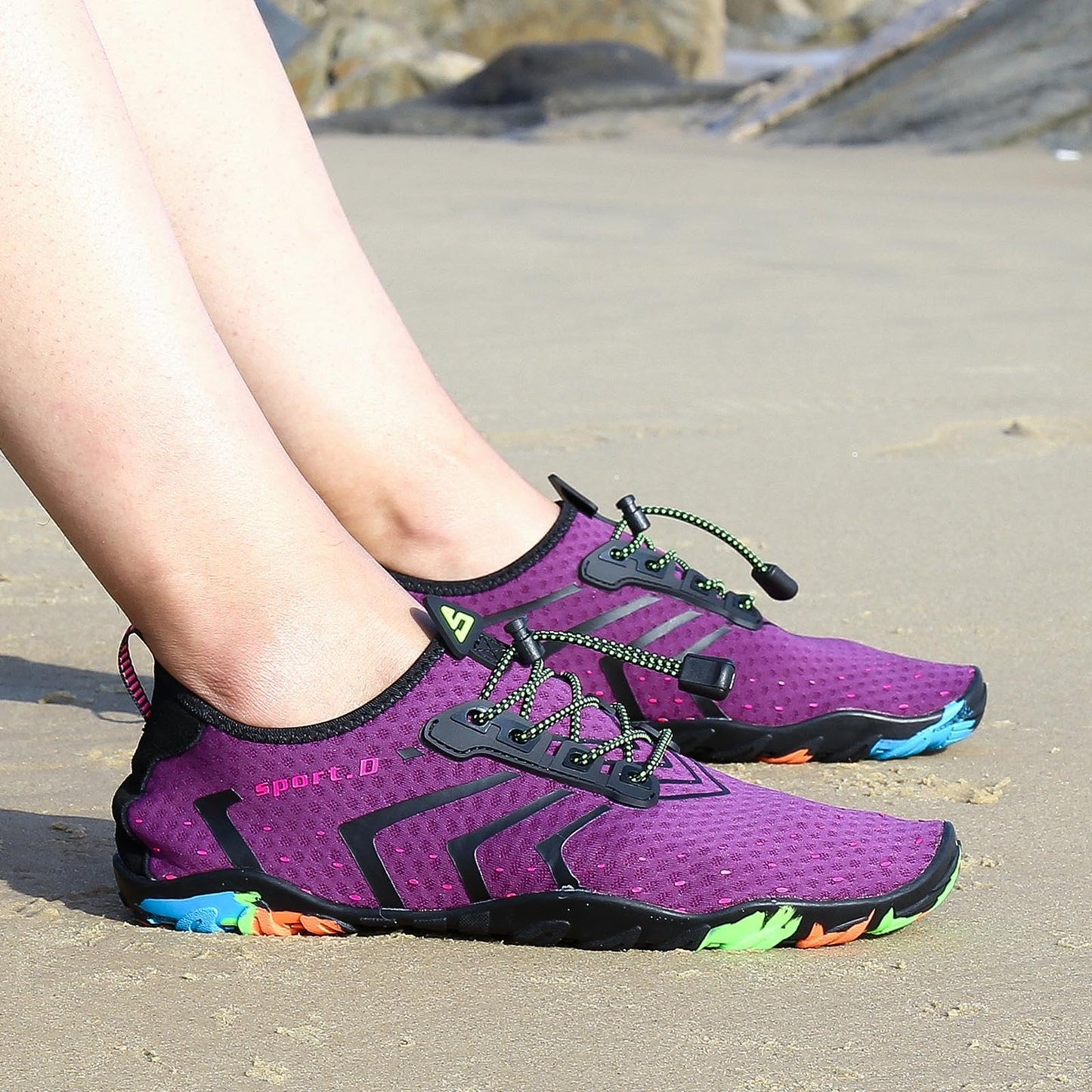 SAGUARO Water Shoes Women – Swim Shoes, Quick-Dry Barefoot Aqua Socks for Beach, Pool, Surfing and Outdoor Activities Purple 8