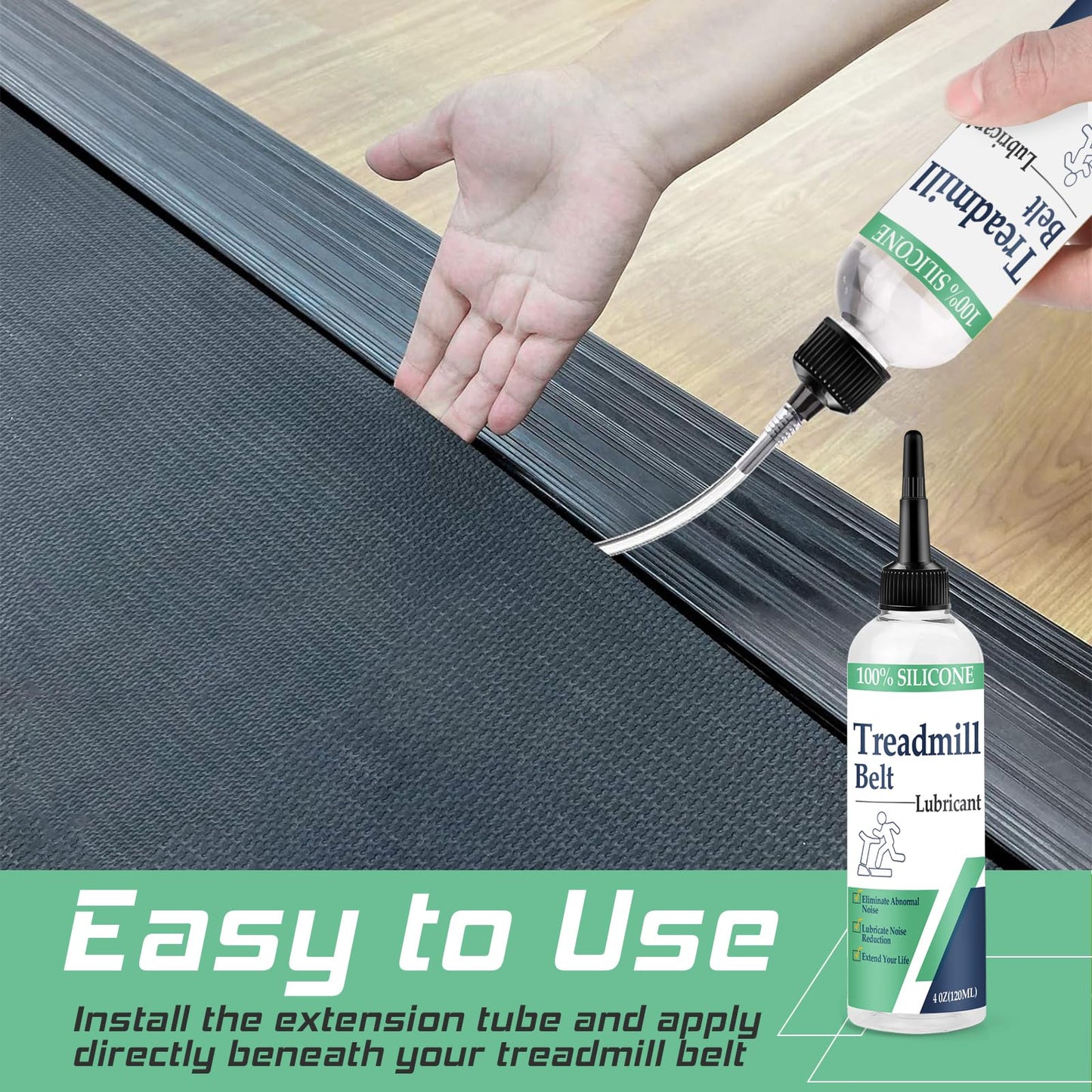 VisLubee 100% Silicone Treadmill Lubricant for Belt, 4 Oz Treadmill Oil Belt Lubricant, Reduce Friction Lubricant with Tubes and 5 Cloths for Nearly All Types of Treadmills (1)