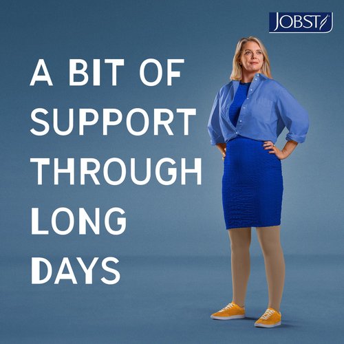 JOBST Relief Thigh High Graduated Compression Stockings 15-20mmHg - Comfortable Unisex Design with Silicone Dot Band - Open Toe, Beige, Large