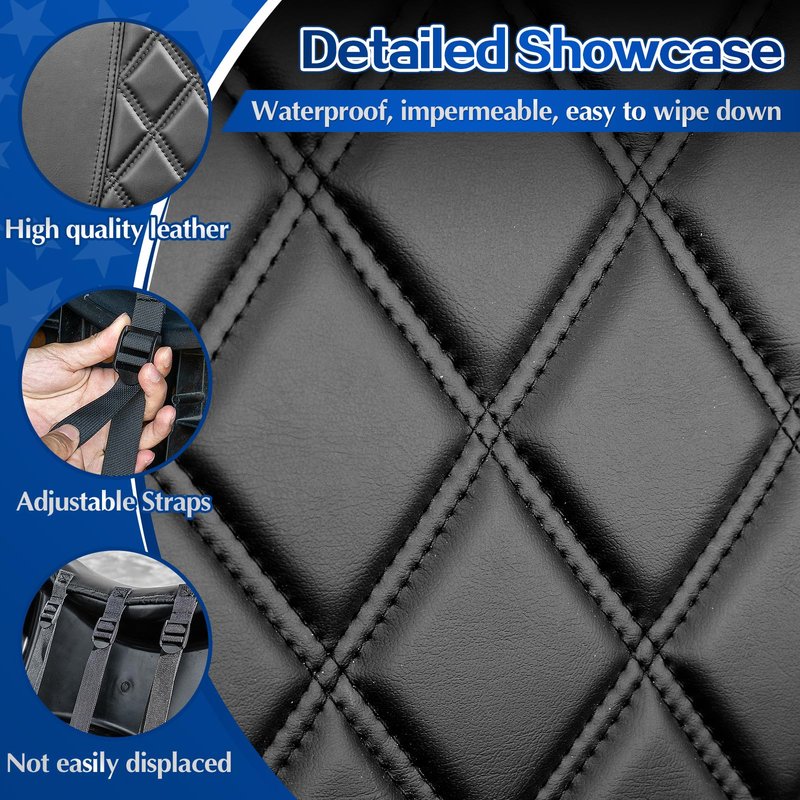 NOKINS 4PCS Golf Cart Diamond Seat Covers Kit,Front and Rear Seat Covers for Club Car Precedent/EZGO TXT/Yamaha Original Regular Seat Cushion (Black&Black Stitching, Fit EZGO TXT 1994-2013)