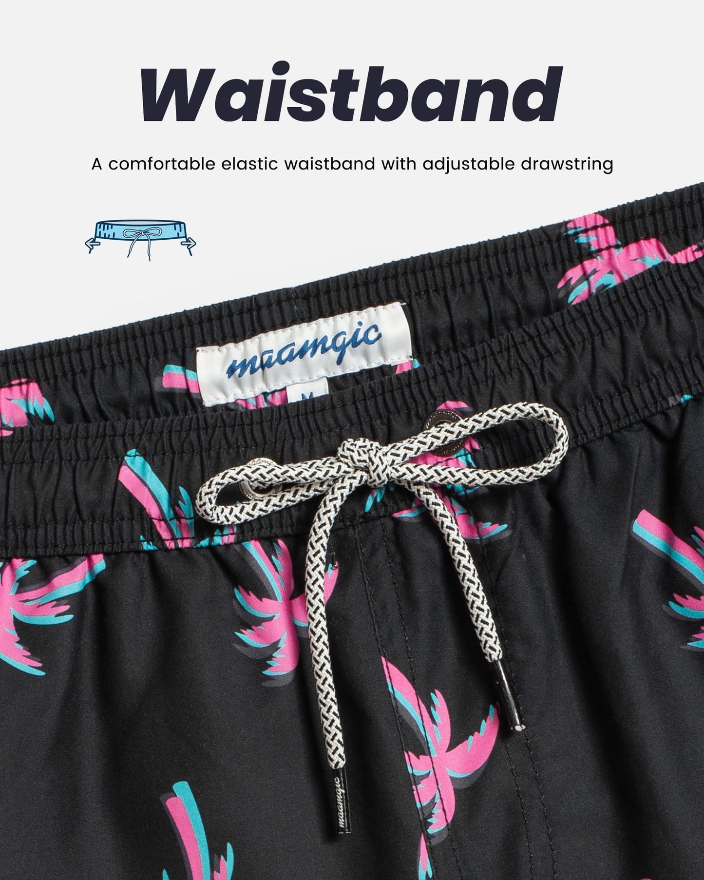 maamgic Mens Swim Trunks Quick Dry Swim Shorts with Mesh Lining Funny Swimwear Bathing Suits 7inch Black Luminous Coconut Small