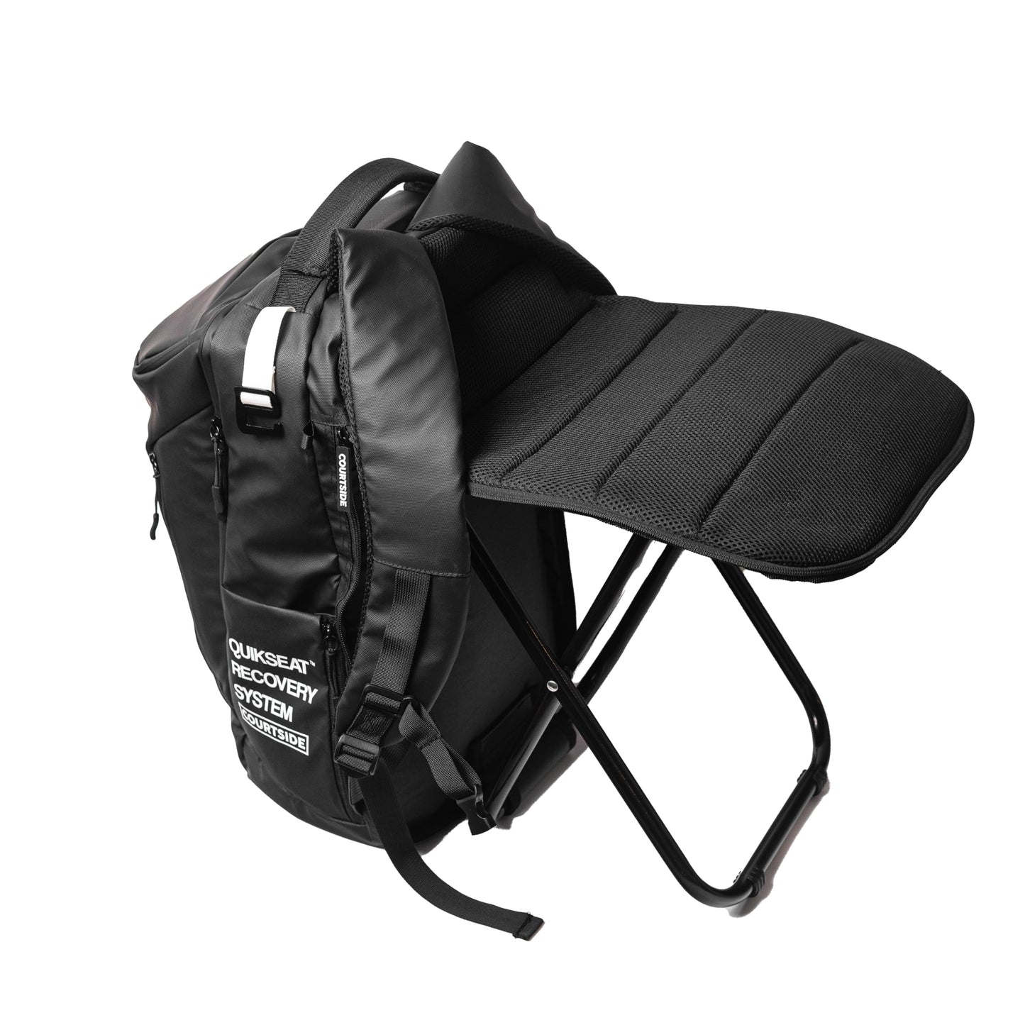 Courtside Pickleball Backpack with Built-In Folding Chair (Up to 300 lbs) | QuikSeat Recovery System | Fits 2+ Paddles, Shoes, Water Bottle Pockets & Safety Compartments for Men & Women