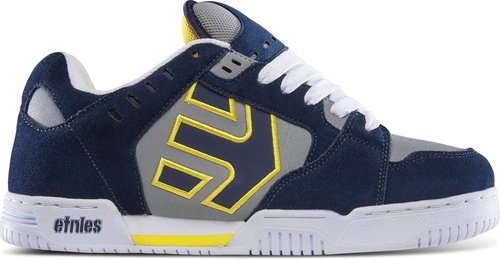 Etnies Faze– Classic Skate Heritage Style with on-Trend Puffy Look, Reinforced Cupsole, Cushioned Fit, Everyday Sneakers with bite - Navy/Grey/Yellow - 9