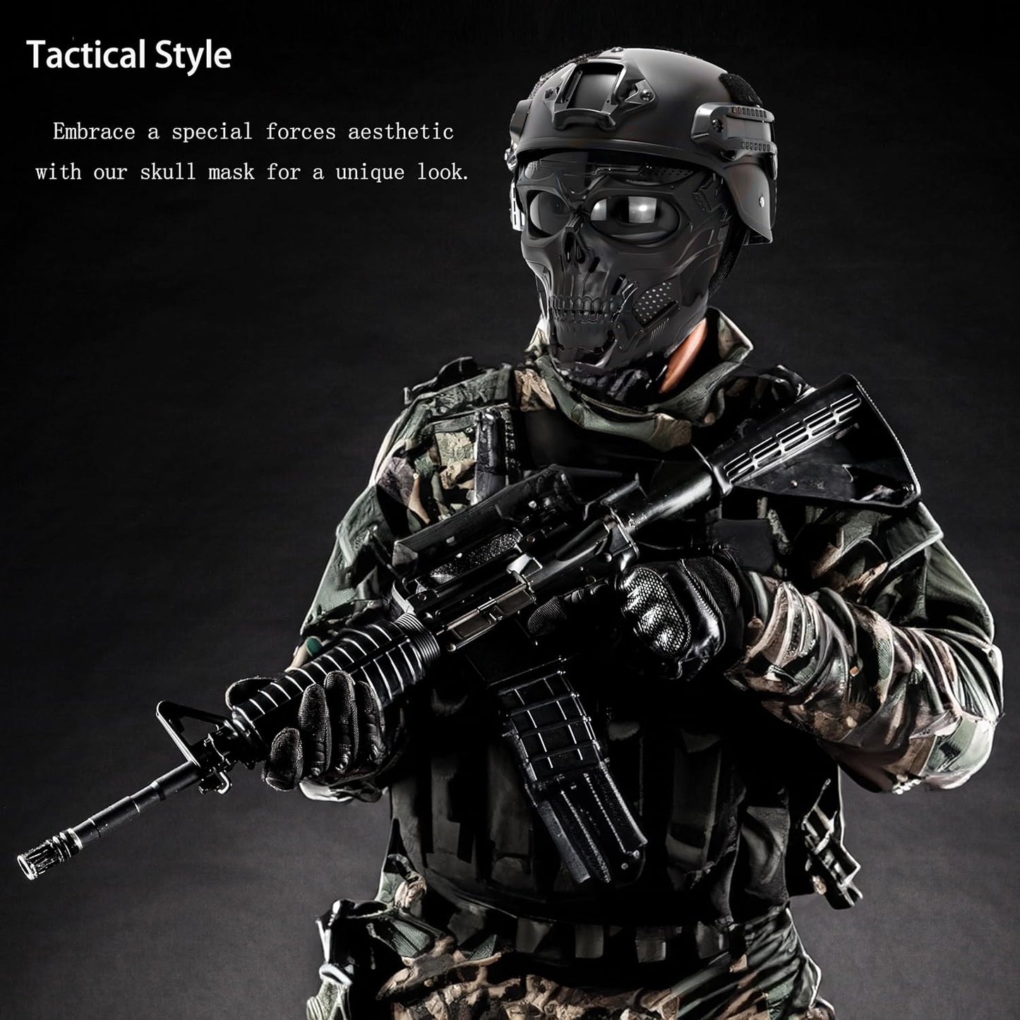 Skiennix Skull Mask - Full Face Tactical Mask for CS Survival Games & Halloween | Scary Cosplay Accessory