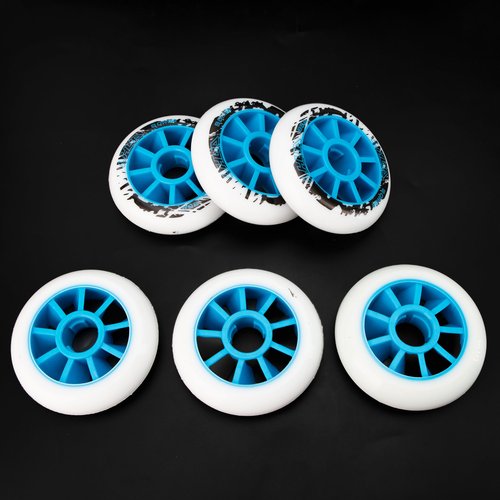 90mm 85A Inline Skate Wheel, Outdoor Replacement for Rollerblade, High-Rebound PU Speed Fitness Skating Wheels with Strong Blue Core for Smooth Fast Long-Distance Urban Skating (Set of 6)