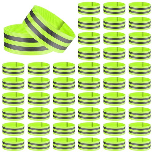 JOUTYFOR 48 Pieces Reflective Bands Reflector Bands for Wrist, Arm, Ankle, Leg, High Visibility Reflective Gear Safety Reflector Tape Straps for Night Walking, Cycling and Running